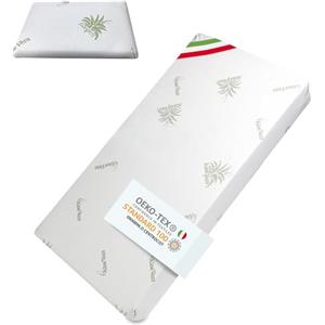 DOLCI SOGNI Materasso Lettino 60x125 cm Spessore 16 cm, OEKO-TEX® e CertiPUR™ Materasso Culla Bambino per Lettino Neonati, Fodera in Aloe Vera, Materasso Lettino Neonato con Cuscino 30x50x4 cm