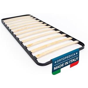 DOLCI SOGNI - Rete Letto Singola 80x190 Ortopedica a Doghe di Legno, Senza Piedi da Incasso, Massima Stabilità e Resistenza, Struttura in Ferro, 100% Made in Italy