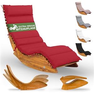 Casaria® Set Lettino Prendisole in Legno con Cuscino 195x60cm Portata 160 kg Certificato FSC® Lettini da Giardino Sdraio Pieghevole Ergonomica