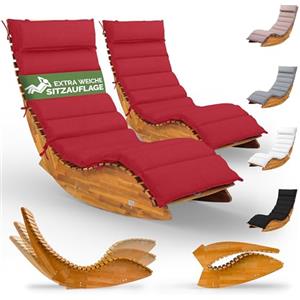 Casaria® Set 2x Lettino Prendisole in Legno con Cuscino 195x60cm Portata 160 kg Certificato FSC® Lettini da Giardino Sdraio Pieghevole Ergonomica