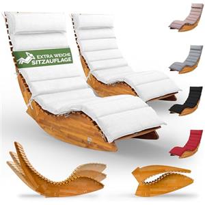 Casaria® Set 2x Lettino Prendisole in Legno con Cuscino 195x60cm Portata 160 kg Certificato FSC® Lettini da Giardino Sdraio Pieghevole Ergonomica