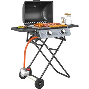Outsunny Barbecue a Gas in Acciaio 2 Bruciatori 2.8 KW Coperchio Nero
