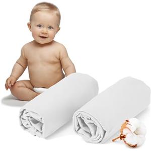 Dreamzie - Set 2 Lenzuolo con Angoli Cotone Bambini - 60x120/ 70x140 - Oeko Tex certificato - Bianco - Lenzuolo con Angoli 60x120/ 70x140