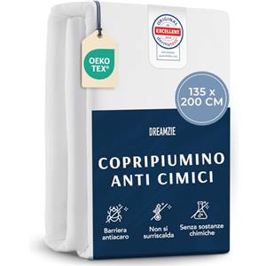 Dreamzie - Copripiumino Antiacaro 135x200 cm - Copri Piumone Protettivo con Cerniera - Barriera Contro Acari e Allergeni - Lavabile a 95°C"