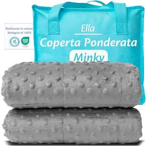 Ella Coperte Ponderate Bambini 3,2kg 100x150cm - Coperta Ponderata Rilassante per il Sonno - Perle di Vetro Ipoallergeniche, Strato Esterno in Cotone Morbido e Fresco - Per Bambini 25-40kg - Minky