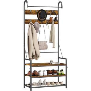 HOMCOM Appendiabiti da Ingresso con Asta 80x40x182 cm Marrone e Nero