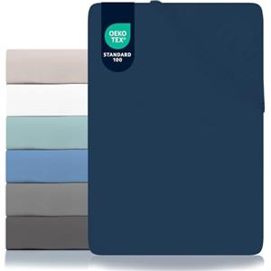 Dreamzie Lenzuolo Con Angoli - 160x200 - Microfibra Oeko Tex certificato - Blu Scuro - Lenzuola Matrimoniali 160x200
