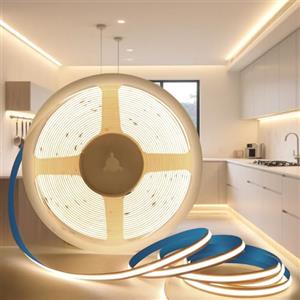 KSIBNW 12V Striscia LED COB, 5M Luci LED Bianco Naturale 4000K Adesive Strisce LED 320LEDs/M Flessibile Luce Nastro Larghezza 5mm Tagliabile Tubo LED per Soggiorno, Natale, Bar, Senza Alimentatore
