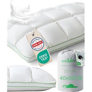 Welldora Cuscino Premium 40x60 cm, 100% fibre di piumino e piume, medio