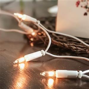 Hellum catena luminosa per interni con spina e interruttore on/off, 10 lampadine bianco caldo, tratta illuminata 1,35 m, cavo bianco, per albero di Natale, ghirlande e decorazioni, <59lm 150544