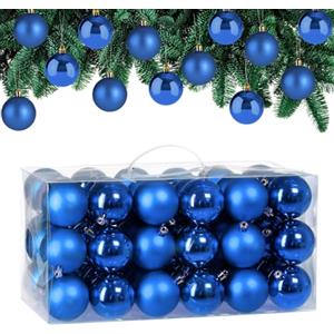 Deuba Set di palle di Natale, composto da decorazioni con svariati diametri: 3/4/5/6/7/8 cm, varie fantasie: cuori, stelle, stivaletti, e varie quantità da 103/102/100/77/54 pezzi, blu, 54er Set