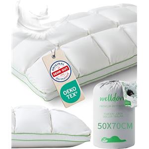 Welldora Cuscino Premium 50x70 cm, 100% fibre di piumino e piume, medio
