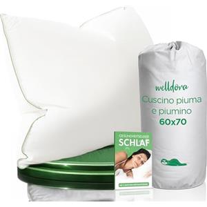 Welldora Cuscino 60x70, Premium 3-Camera, Piume e Piumini, Comfort Morbido