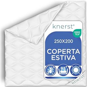 KNERST® Piumino Estivo 250x200 - Trapunta Estiva in Microfibra - Piumone Letto Singolo e Matrimoniale Leggero - Coperta Letto Traspirante Lavabile e Anallergica