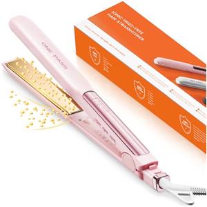 Faszin Piastra Capelli Professionale Stretta 2-in-1, Titanio Ionico, Riscaldamento 20s, Display LCD, Per Lisci, Ricci e Styling Precisi, Meglio di Piastre Larghe（Stella rosa）