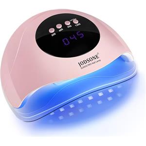 JODSONE Lampada uv led unghie rosa professionale, Fornetto unghie 24 LED 4 Timer 30/60/90/120S, Sensore Movimento Base Staccabile per Smalto Semipermanente Gel UV