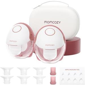 Momcozy M6 Tiralatte Elettrico Indossabile Mani Libere 24mm, 2 Pezzi, Rosso