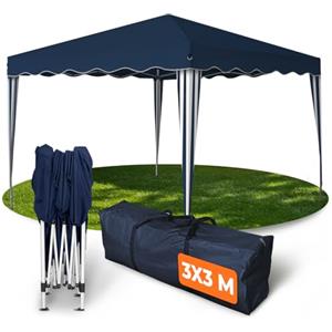 Kronenburg Gazebo Pieghevole 3x3m Impermeabile, Protezione UV 50+, Montaggio Rapido, Tendone da Giardino per Feste con Borsa, Corde e Picchetti, Blu