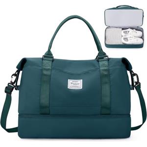 SEAFEW Borsone da Viaggio Extra Grande 50L, Bagaglio a Mano Borsa da Viaggio con Scomparto per le Scarpe, Borsa Sportiva Borsone da Palestra da Weekend,I4-Blu Pavone
