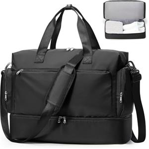 SEAFEW Borsone da Viaggio,Bagaglio a Mano Easyjet Borsa da Viaggio con Scomparto per le Scarpe, Borsa da Cabina per Easyjet Borsa Sportiva Borsone da Palestra da Weekend,E01-Nero
