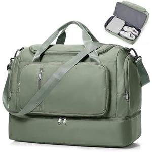 SEAFEW Borsone da Viaggio Extra Grande 45L, Bagaglio a Mano Borsa da Viaggio con Scomparto per le Scarpe, Borsa Sportiva Borsone da Palestra da Weekend,G02-Verde