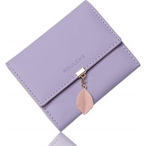 Roulens Portafoglio in pelle PU borsa con RFID da donna con ciondolo foglia con cerniera