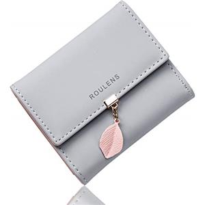 Roulens Portafoglio in pelle PU borsa con RFID da donna con ciondolo foglia con cerniera