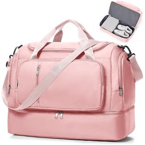 SEAFEW Borsone da Viaggio Extra Grande 45L, Bagaglio a Mano Borsa da Viaggio con Scomparto per le Scarpe, Borsa Sportiva Borsone da Palestra da Weekend,G03-Rosa