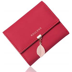 Roulens Portafoglio in pelle PU borsa con RFID da donna con ciondolo foglia con cerniera