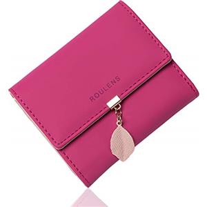 Roulens Portafoglio in pelle PU borsa con RFID da donna con ciondolo foglia con cerniera