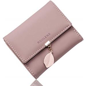 Roulens Portafoglio in pelle PU borsa con RFID da donna con ciondolo foglia con cerniera