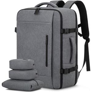 LOVEVOOK Zaino da Viaggio Aereo Bagaglio a Mano 40L Grande Borsa da Cabina per Voli Impermeabile Antifurto Zaino Viaggio Uomo Donna 17,3 Pollici Zaino Porta PC per Scuola Lavoro Trekking, Grigio