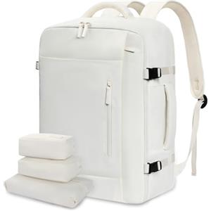 LOVEVOOK Zaino da Viaggio Aereo Bagaglio a Mano 40L Grande Borsa da Cabina per Voli Impermeabile Antifurto Zaino Viaggio Uomo Donna 17,3 Pollici Zaino Porta PC per Scuola Lavoro Trekking, Beige