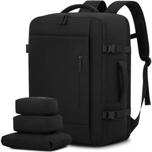 LOVEVOOK Zaino da Viaggio Aereo Bagaglio a Mano 40L Grande Borsa da Cabina per Voli Impermeabile Antifurto Zaino Viaggio Uomo Donna 17,3 Pollici Zaino Porta PC per Scuola Lavoro Trekking, Nero