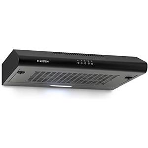 Klarstein Capannina - Cappa sottopensile, Cappa aspirante, Aspirazione/Ricircolo, Larghezza: 60 cm, Portata max: 166 m³/h, EEC C, 3 livelli di aspirazione, Acciaio inox, Illuminazione LED, nero