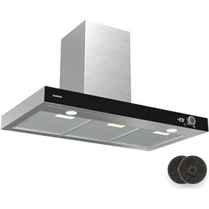 Klarstein AirNova - Cappa da Cucina da 90cm, Cappa Aspirante a Parete, 620 m³/ora, Efficienza Energetica A++, LED: 6500K, Silenziosa: 68 dB, Acciaio Inox, Ricircolo & Scarico