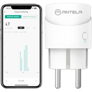 ANTELA Mini Presa Smart Type F Presa Intelligente con Monitoraggio Energia