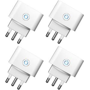 ANTELA Presa Wifi Italiana 16A, Monitoraggio energetico Intelligente Smart Plug, Protezione Sovraccarico, Timer e Regolazione del Programma, Compatibile con Alexa & Google Home, 4 Pezzi