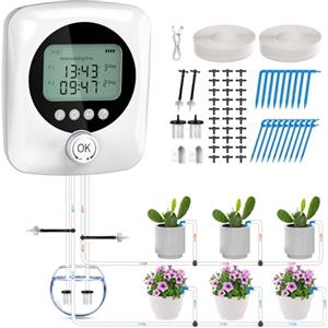 Forever Speed Kit di Irrigazione Automatica con Doppia Pompa per 30 Piante, 4400 mAh Kit di Irrigazione a Goccia Automatica Ricaricabile in Vaso da Interno, Balcone, Serra