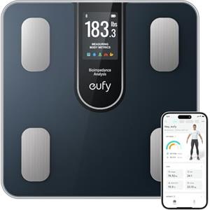 eufy C20 Bilancia pesapersone intelligente, bilancia digitale per grasso corporeo, grande display TFT, Bluetooth, 16 letture per peso, BMI e così via, multi-modalità, alta precisione