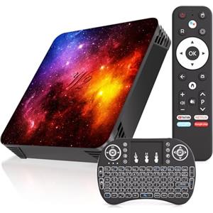 SUKOTOP Android 14 TV Box 4 GB di RAM 128 GB di ROM Smart TV Box Quad-Core 3D 8K UHD Lettore multimediale WiFi 6, Bluetooth 5.0, HDMI Cavo USB 2.0 Mini Tastiera senza fili