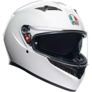 AGV - K3 E2206 MPLK, Casco Moto Integrale ECE con Spoiler e Visiera Antigraffio Anti UV, con Predisposizione Interfono, Mono White, Unisex, XXL
