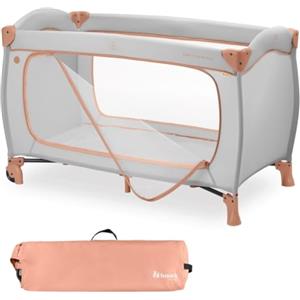 hauck Lettino Da Viaggio Sleep N Play Go Plus - Culla Neonato Fino a 15kg - Letto Pieghevole 120x60, Borsa Inclusa, Ampia Apertura - Box Bambini Compatto, con Ruote Integrate - Dusty Cork