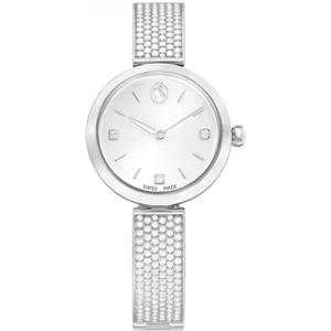 Swarovski Orologio Illumina, Fabbricato in Svizzera, Bracciale di Metallo, Tono Argentato, Acciaio Inossidabile