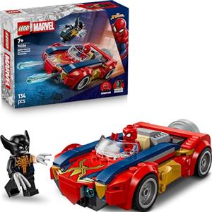 LEGO | Marvel Auto di Spider-Man vs. Venomized Wolverine - Giocattolo dei Supereroi con Modello di Macchina, 2 Minifigure e 2 Shooter a Molla - Regalo per Bambini e Fan da 7 Anni in su - 76336
