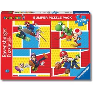 Ravensburger - Puzzles Super Mario 4 Pack | Puzzle Bambini 5 Anni In Su | Regalo Bambina 5 Anni E Uomo In Su 100 Pezzi | Puzzle Bambini 36 X 26 Cm | Puzzles Ravensburger