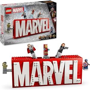 LEGO Logo e Minifigure MARVEL - Modellino da Costruire con Supereroi Leggende di Hulk, Thor, Iron Man, Black Widow e Captain America Giocattolo, Giochi per Bambini da 12 Anni da Collezione 76313