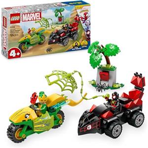 LEGO Spidey e i Suoi Fantastici Amici Inseguimento sui Dino-Veicoli di Spin ed Electro, Giochi Educativi e di Ruolo per Bambini e Bambine da 4 Anni da Supereroe con Macchina e Moto Giocattolo 11198