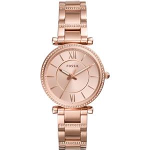 Fossil Orologio Carlie da donna, Movimento al quarzo a tre lancette in tonalità oro rosa con cinturino in acciaio inossidabile, Tono Oro Rosa Con Glitter, 35 mm
