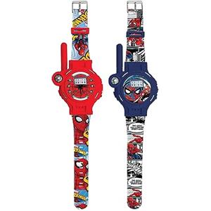 Lexibook, Spider-Man, Orologi Walkie-Talkies, 2 pezzi, portata fino a 200m/600 piedi, torcia, bussola, ricaricabile, blu/rosso, DMWTW1SP